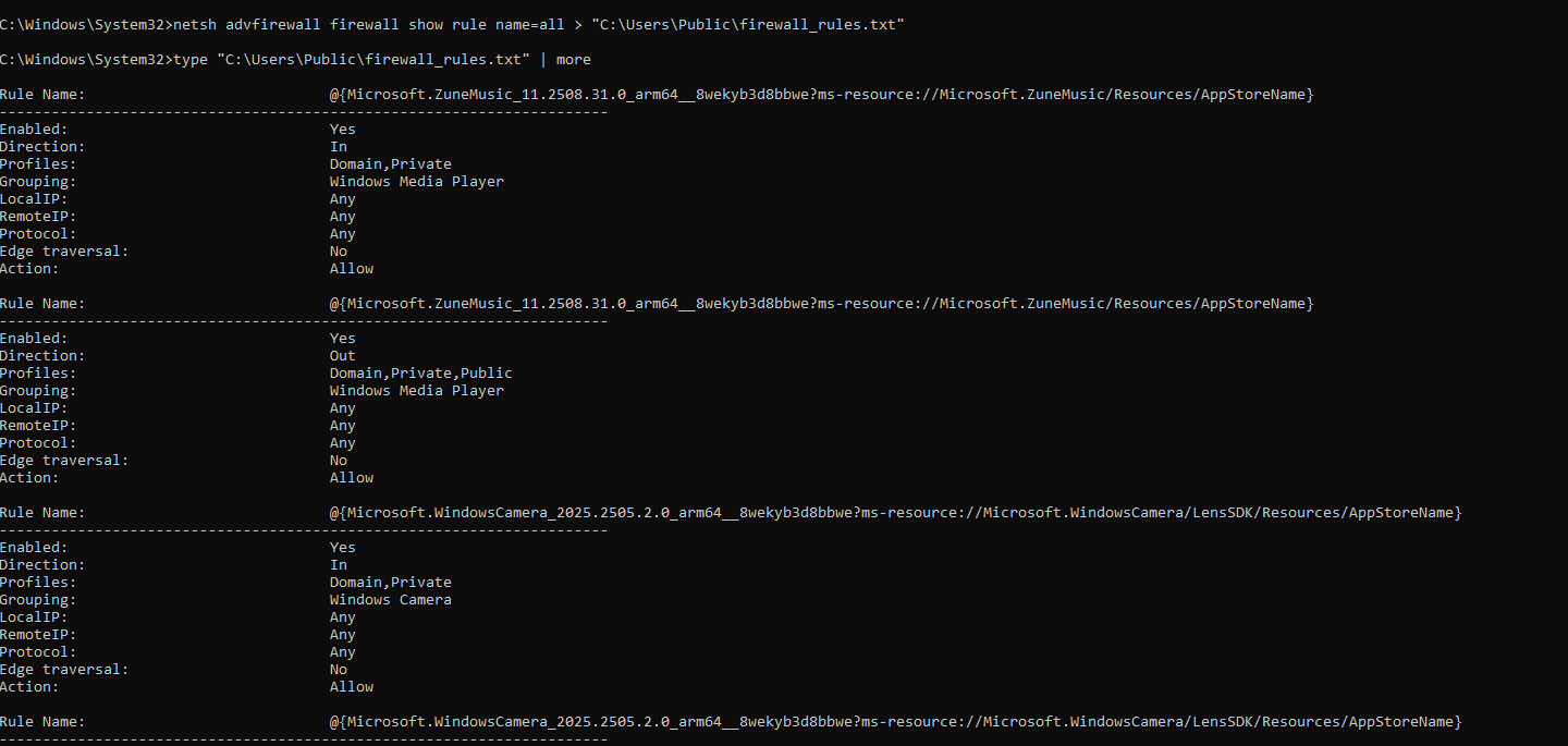 Firewall rule enumeration